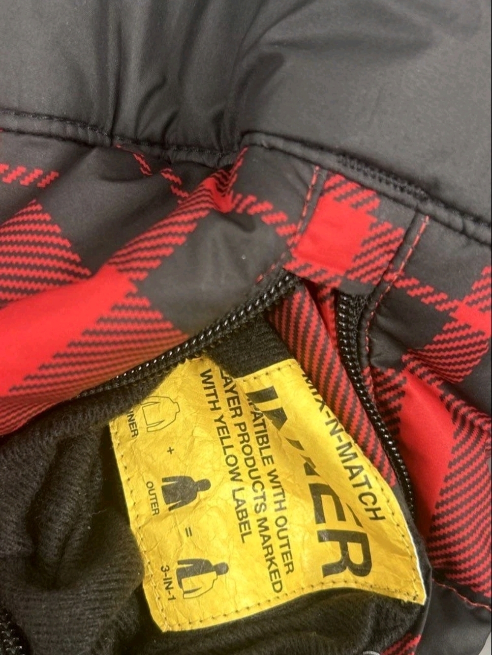 Kids Sz 10-12 The North Face Black & Red Plaid Puffer Jacket - Picture 6 of 9